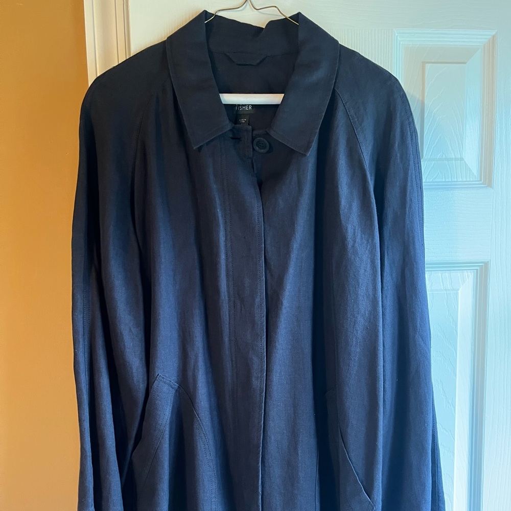 Eileen Fisher Classic  Linen Women's Navy Coat